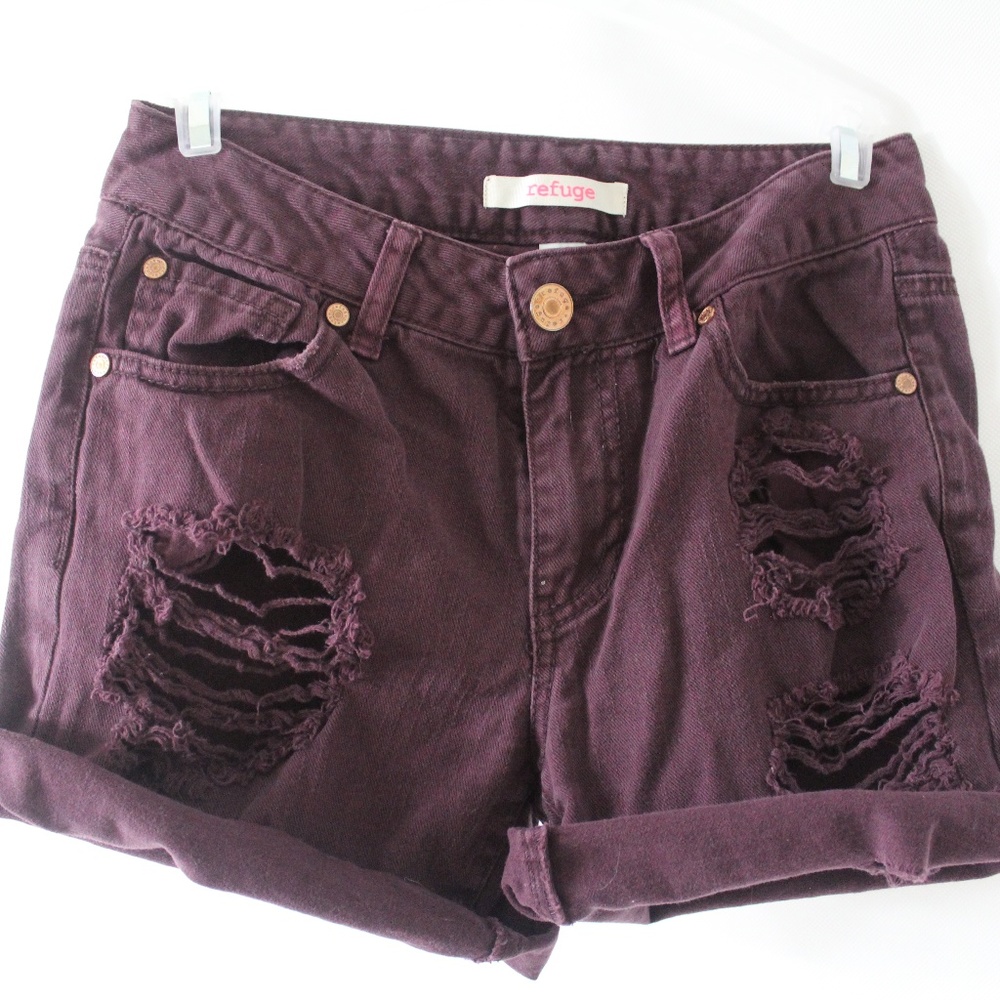 Refuge Burgundy Denim Shorts